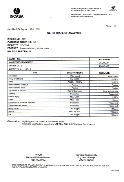 USP Grade Kƹ[